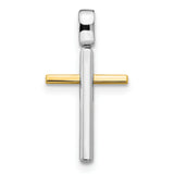 Polished Cross Charm Pendant in Real 14k Multi-Tone Gold