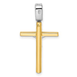 Polished Crucifix Cross Charm Pendant in Real 14k Multi-Tone Gold