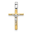 Polished Crucifix Cross Charm Pendant in Real 14k Multi-Tone Gold