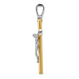 Polished Crucifix Cross Charm Pendant in Real 14k Multi-Tone Gold