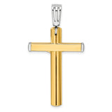 Polished Crucifix Cross Charm Pendant in Real 14k Multi-Tone Gold