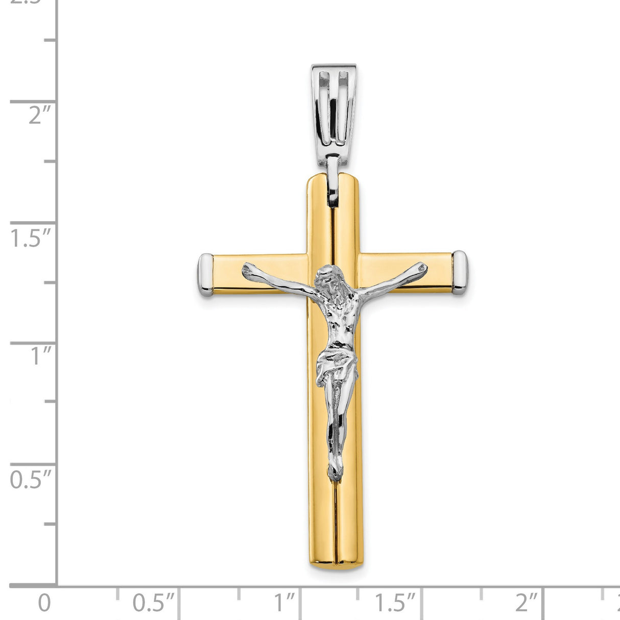 Polished Crucifix Cross Charm Pendant in Real 14k Multi-Tone Gold
