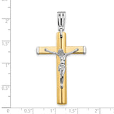 Polished Crucifix Cross Charm Pendant in Real 14k Multi-Tone Gold