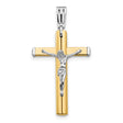 Polished Crucifix Cross Charm Pendant in Real 14k Multi-Tone Gold