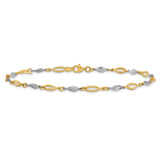 14K Two-tone Gold 1.36 mm Polished Chain Anklet, Solid alternate angle