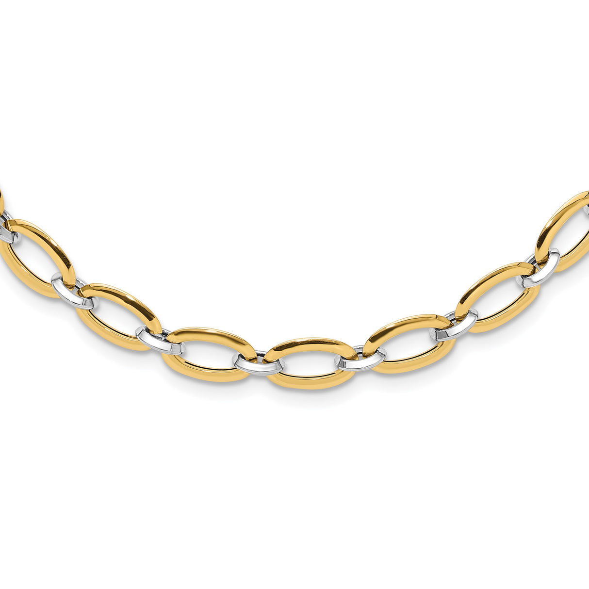14K Two-tone Gold 6.79 mm Polished Chain Necklace alternate angle