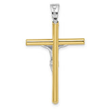 Crucifix Charm Pendant in Real 14k Multi-Tone Gold