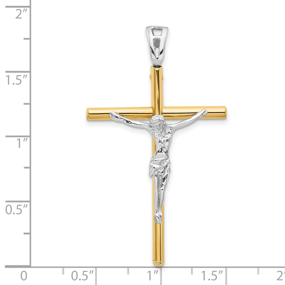 Crucifix Charm Pendant in Real 14k Multi-Tone Gold