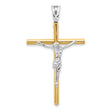 Crucifix Charm Pendant in Real 14k Multi-Tone Gold