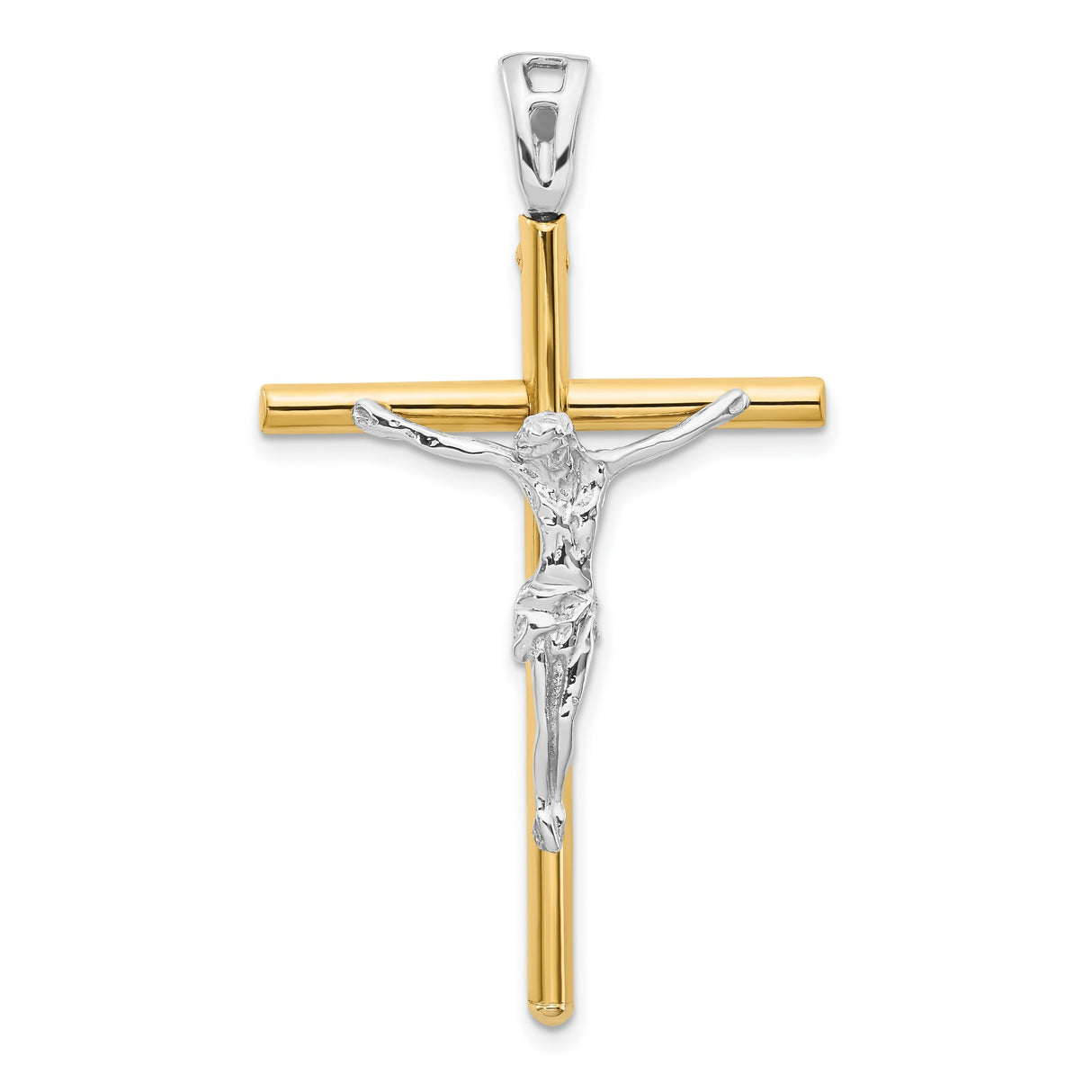 Crucifix Charm Pendant in Real 14k Multi-Tone Gold
