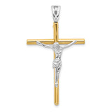 Crucifix Charm Pendant in Real 14k Multi-Tone Gold