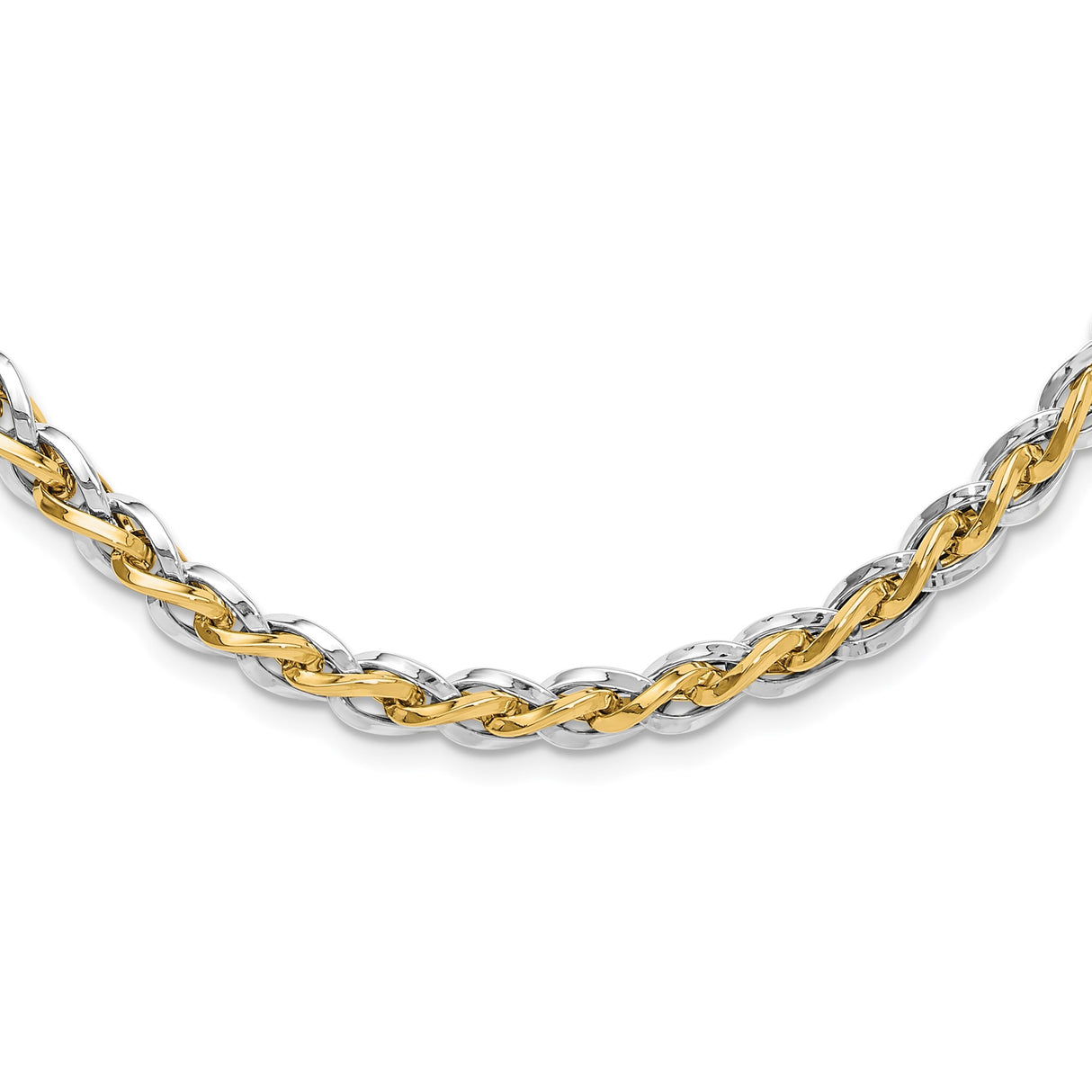 14K Two-tone Gold 5.5 mm Polished Chain Necklace detail view