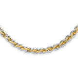 14K Two-tone Gold 5.5 mm Polished Chain Necklace detail view