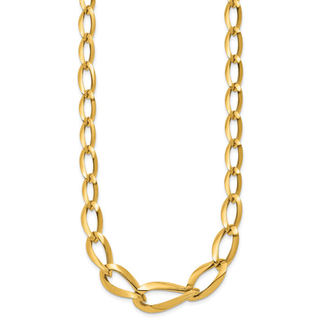 14K Yellow Gold 13 mm Polished Chain Necklace