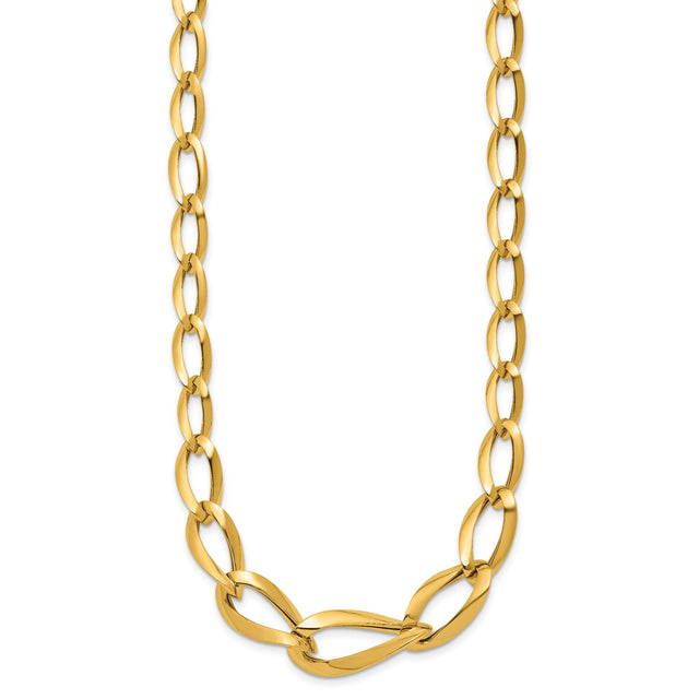 14K Yellow Gold 13 mm Polished Chain Necklace