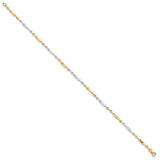 14K Two-tone Gold 3 mm Polished Chain Anklet, Solid