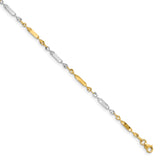 14K Two-tone Gold 3 mm Polished Chain Anklet, Solid detail view