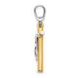 Polished Crucifix Charm Pendant in Real 14k Multi-Tone Gold
