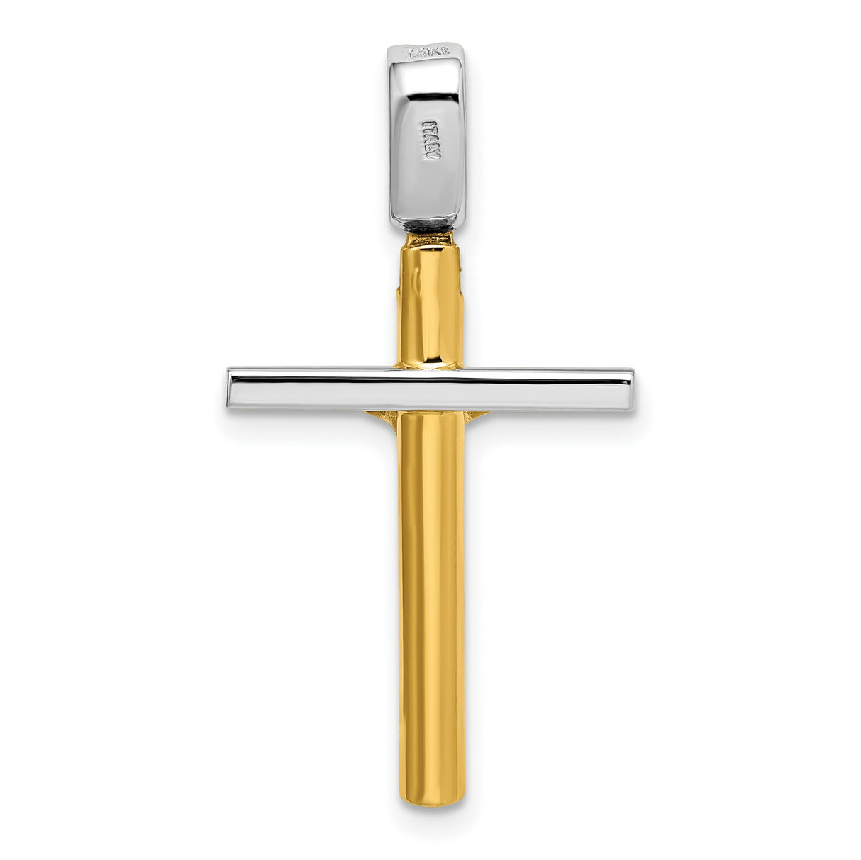 Polished Crucifix Charm Pendant in Real 14k Multi-Tone Gold
