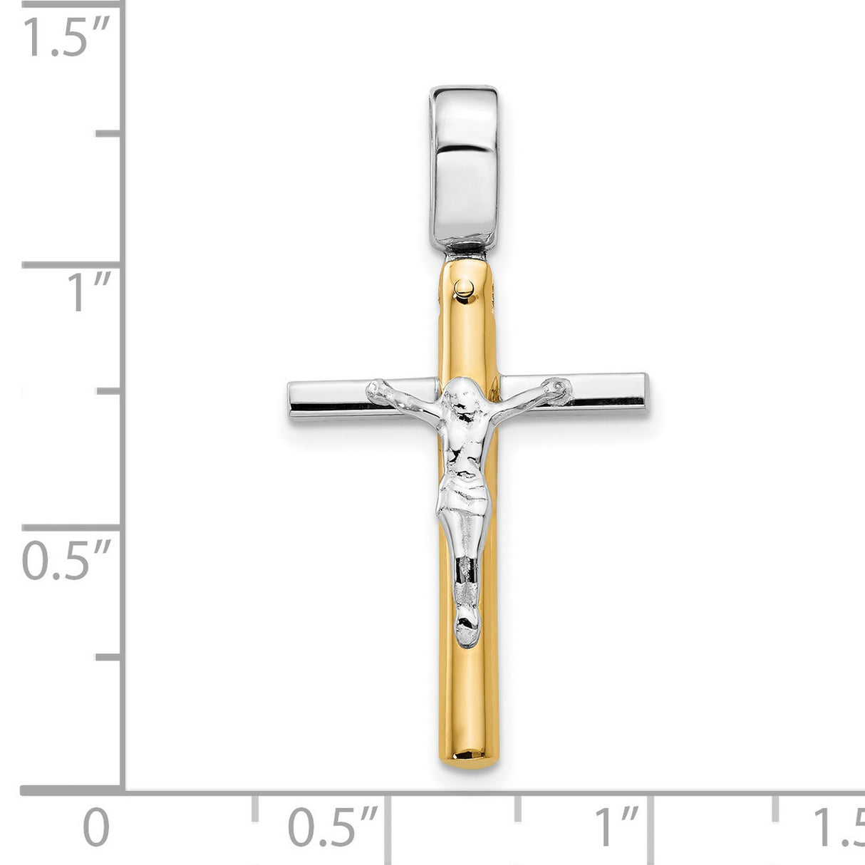 Polished Crucifix Charm Pendant in Real 14k Multi-Tone Gold
