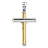 Polished Crucifix Charm Pendant in Real 14k Multi-Tone Gold