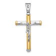 Polished Crucifix Charm Pendant in Real 14k Multi-Tone Gold