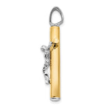 Polished Crucifix Charm Pendant in Real 14k Multi-Tone Gold