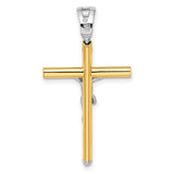 Polished Crucifix Charm Pendant in Real 14k Multi-Tone Gold