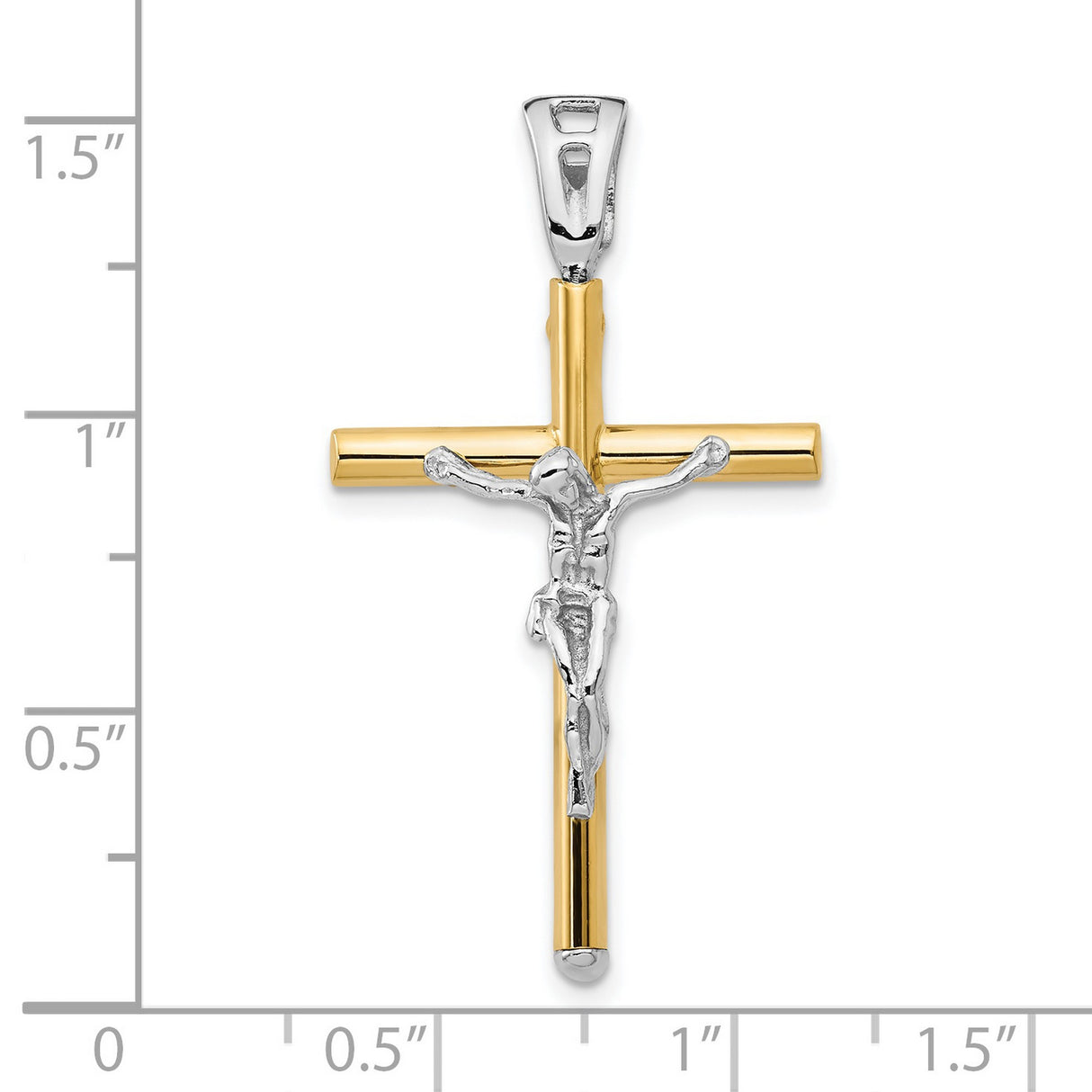Polished Crucifix Charm Pendant in Real 14k Multi-Tone Gold
