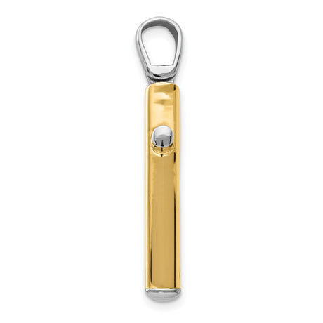 14k Two-Tone Gold Cross Pendant, Sleek Modern Design, Mirror Finish Faith Symbol