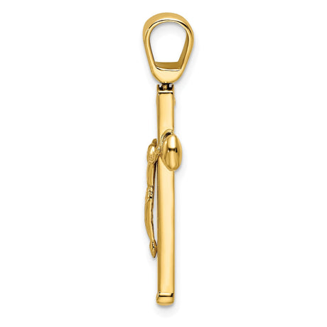 14k Yellow Gold Crucifix Cross Pendant with Jesus, Polished Religious Charm for Men and Women