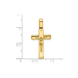 14k Yellow Gold Crucifix Cross Pendant with Jesus, Polished Religious Charm for Men and Women
