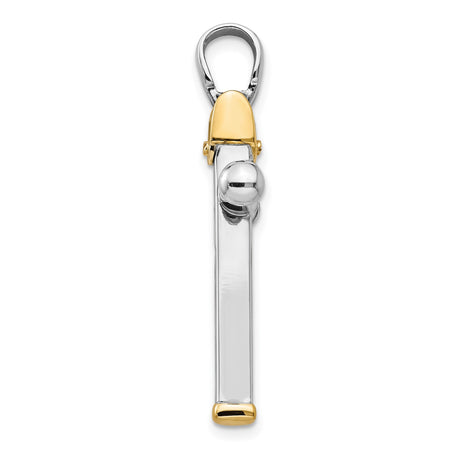 14k Two-Tone Gold Cross Pendant with Matte Finish and Silver Accents for Men and Women
