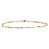 14K Two-tone Gold 3 mm Polished Chain Anklet alternate angle