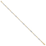 14K Two-tone Gold 4 mm Polished Chain Anklet