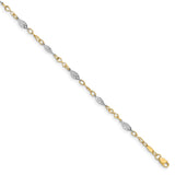 14K Two-tone Gold 4 mm Polished Chain Anklet detail view