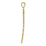 14k Yellow Gold Feather Pendant with Detailed Engraving, Boho Charm Symbolizing Freedom and Inspiration