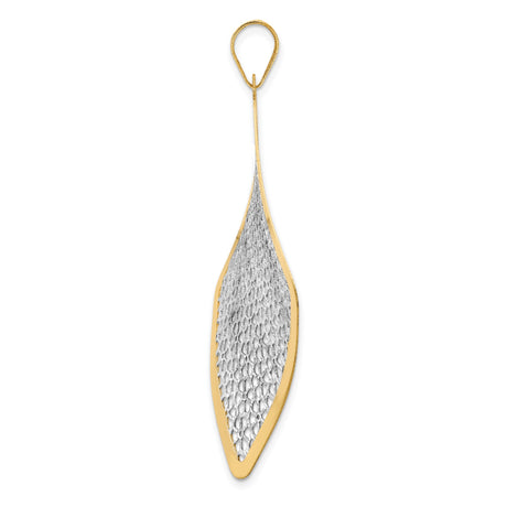 14k Multi-Tone Gold Floral Filigree Pendant with Openwork Diamond-Shaped Design for Women