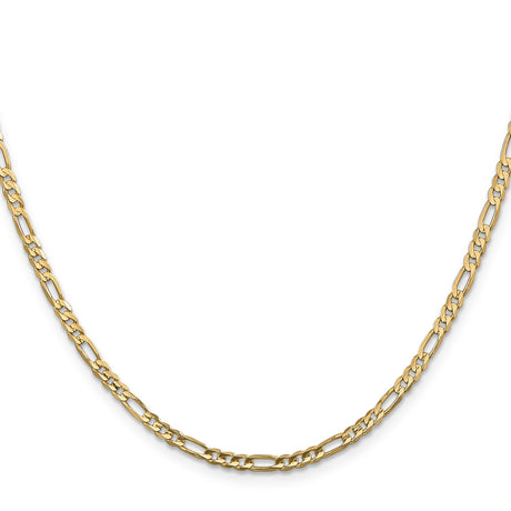 14K Yellow Gold 3 mm Figaro Chain Necklace, Polished