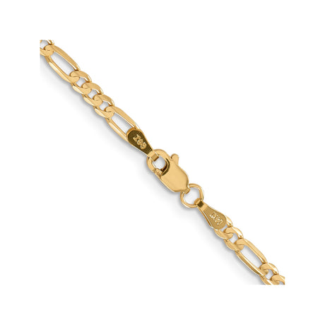 14K Yellow Gold 3 mm Figaro Chain Necklace, Polished alternate angle