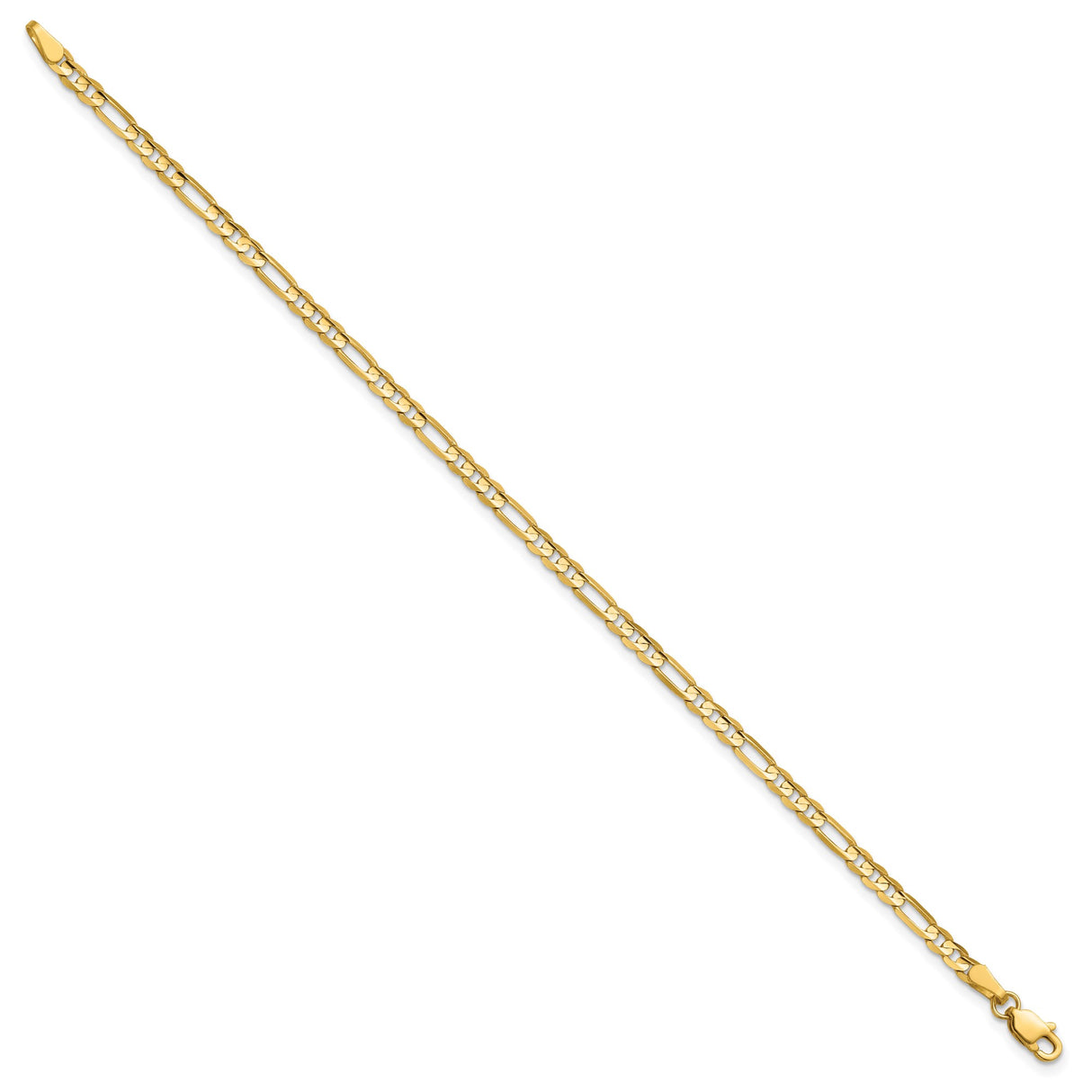 14K Yellow Gold 3 mm Figaro Chain Anklet, Polished