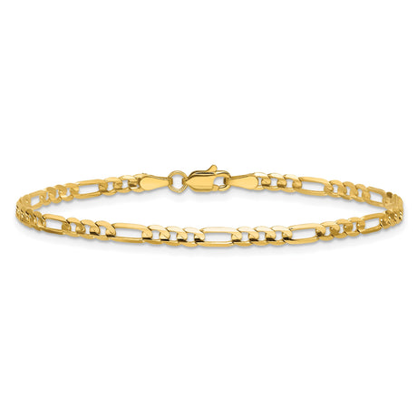 14K Yellow Gold 3 mm Figaro Chain Anklet, Polished alternate angle