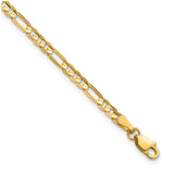 14K Yellow Gold 3 mm Figaro Chain Anklet, Polished detail view