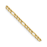 14K Yellow Gold 3 mm Figaro Chain Necklace, Polished detail view