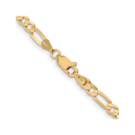 14K Yellow Gold 4 mm Figaro Chain Necklace, Polished alternate angle