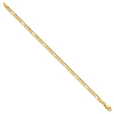 14K Yellow Gold 4 mm Figaro Chain Anklet, Polished