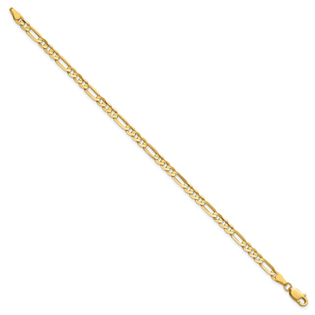 14K Yellow Gold 4 mm Figaro Chain Anklet, Polished