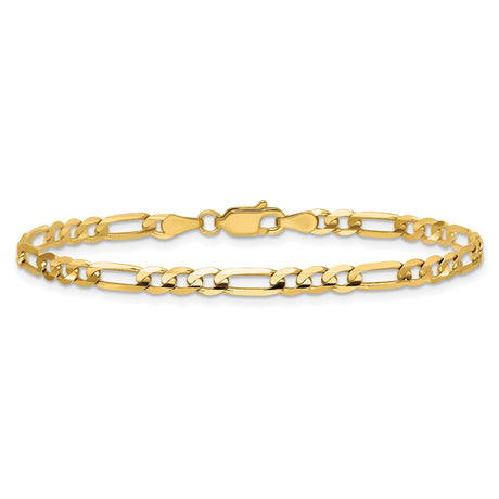 14K Yellow Gold 4 mm Figaro Chain Anklet, Polished alternate angle