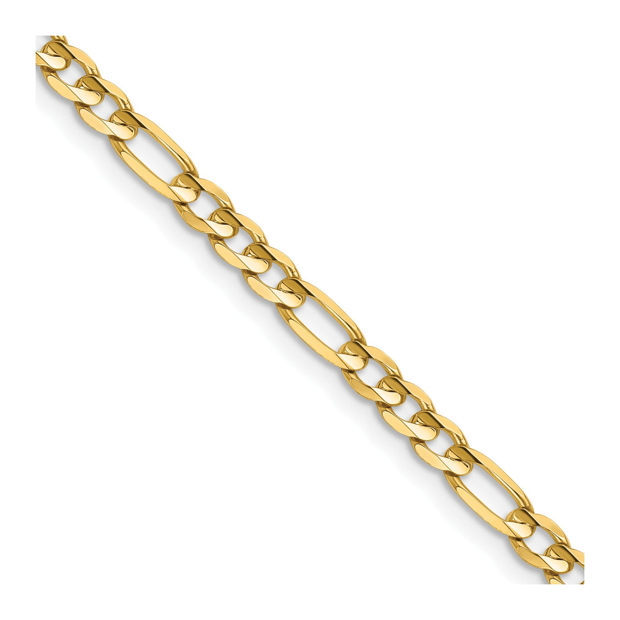 14K Yellow Gold 4 mm Figaro Chain Necklace, Polished detail view