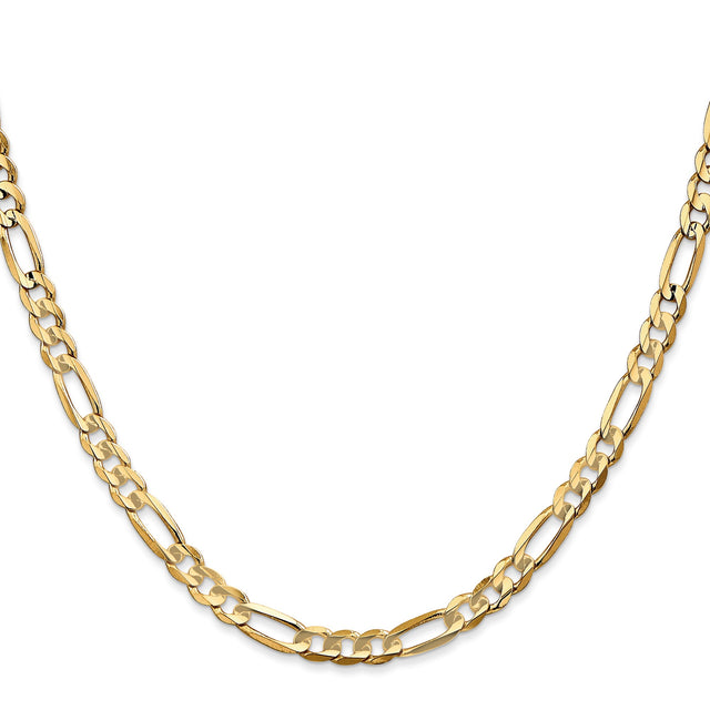 14K Yellow Gold 4.5 mm Figaro Chain Necklace, Polished